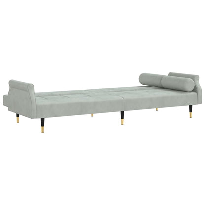 Sofa bed with cushions light grey velvet