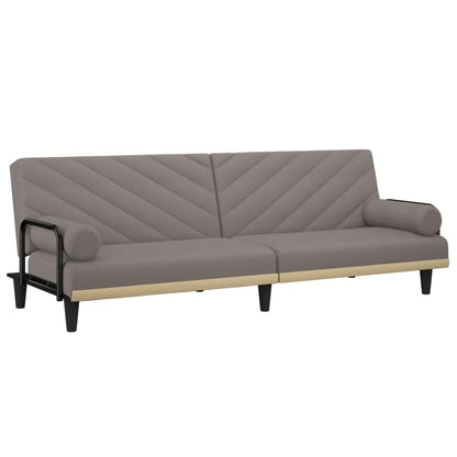 Schlafsofa mit Armlehnen Taupe Stoff