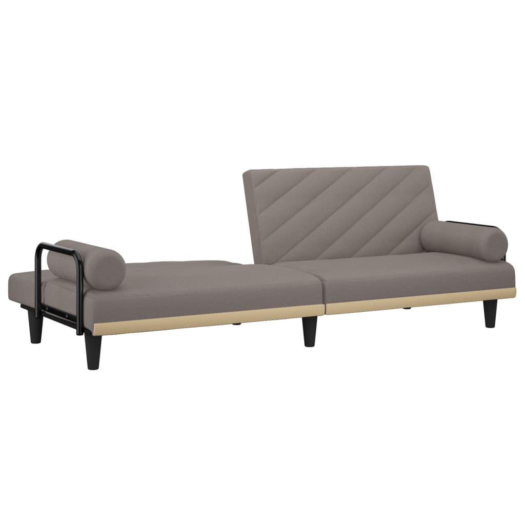 Schlafsofa mit Armlehnen Taupe Stoff