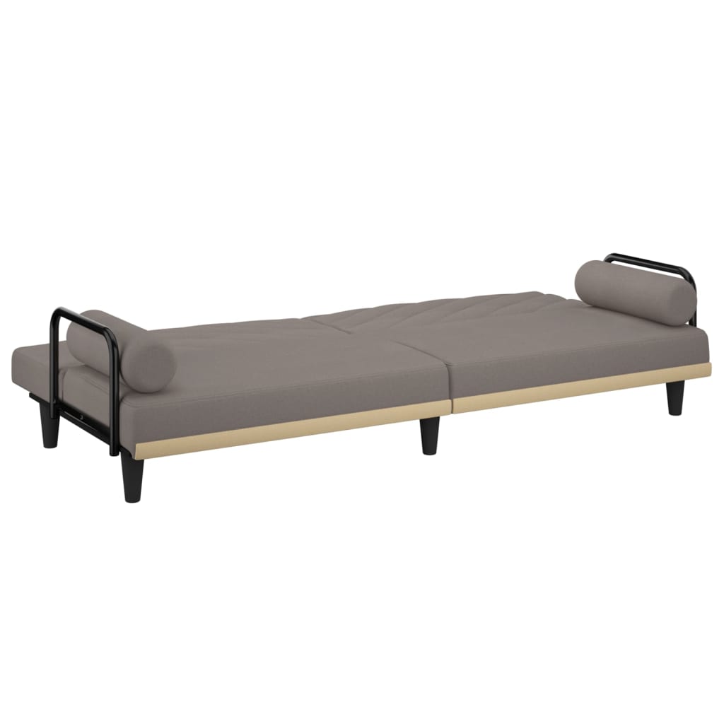 Schlafsofa mit Armlehnen Taupe Stoff