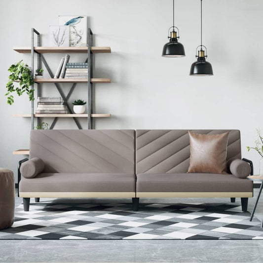 Schlafsofa mit Armlehnen Taupe Stoff