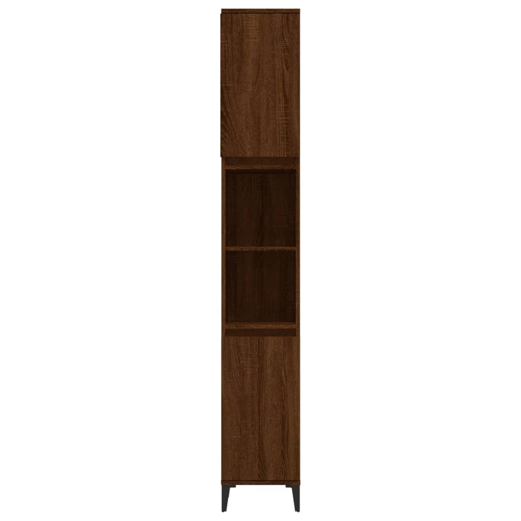 Badschrank Braun Eichen-Optik 30x30x190 cm Holzwerkstoff