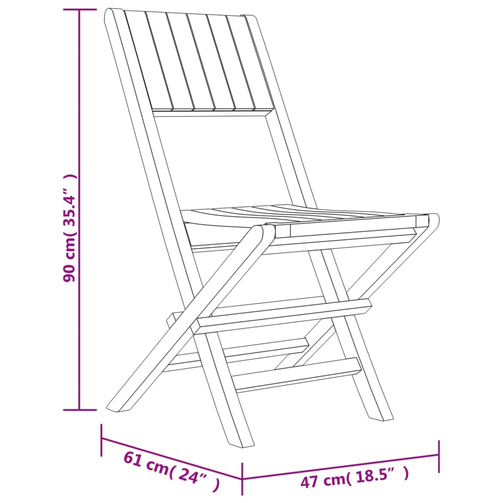 Gartenstühle 8 Stk. Klappbar 47x61x90 cm Massivholz Teak