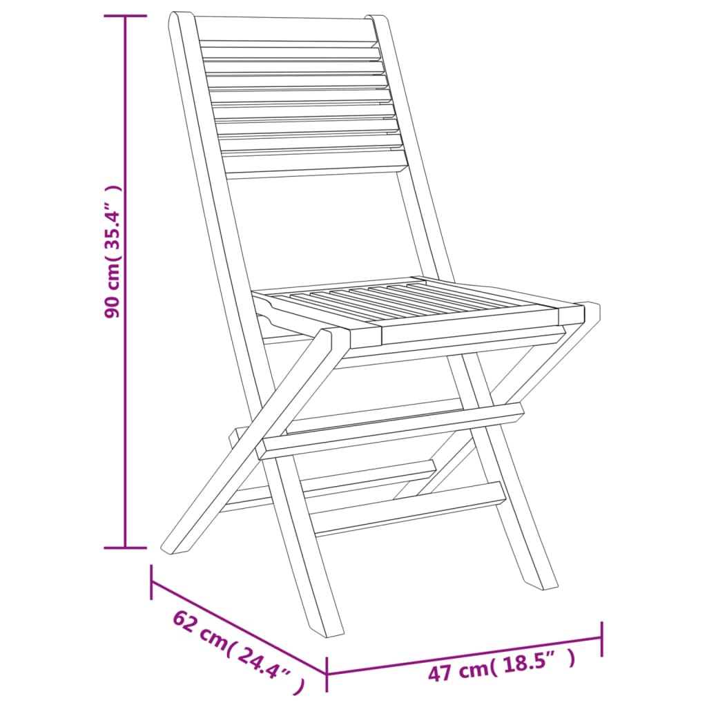 Gartenstühle 4 Stk. Klappbar 47x62x90 cm Massivholz Teak