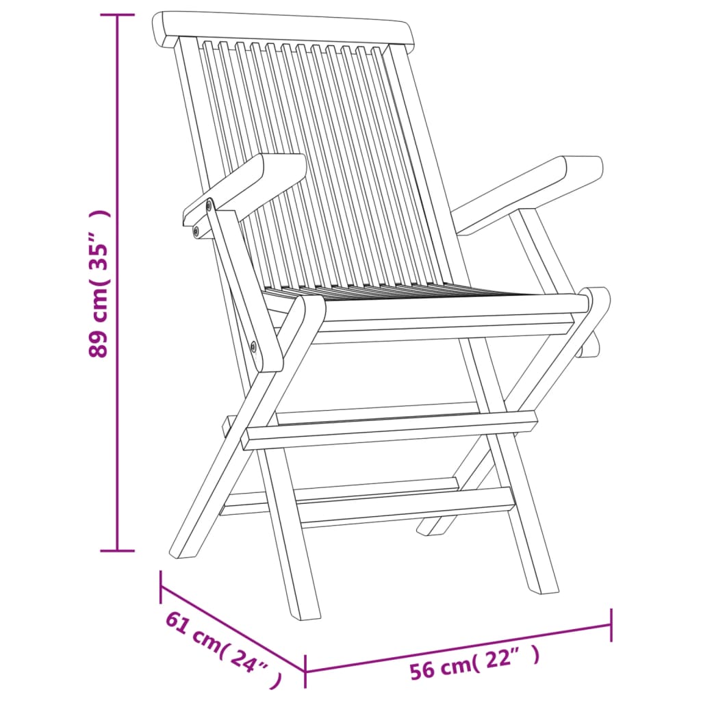 Gartenstühle 4 Stk. Klappbar Grau 56x61x89 cm Massivholz Teak