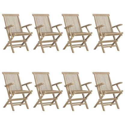 Gartenstühle 8 Stk. Klappbar Grau 56x61x89 cm Massivholz Teak