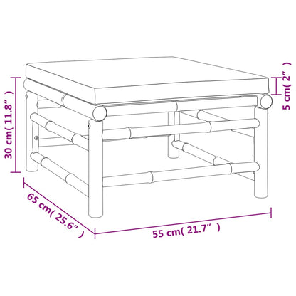 4-tlg. Garten-Lounge-Set mit Hellgrauen Kissen Bambus