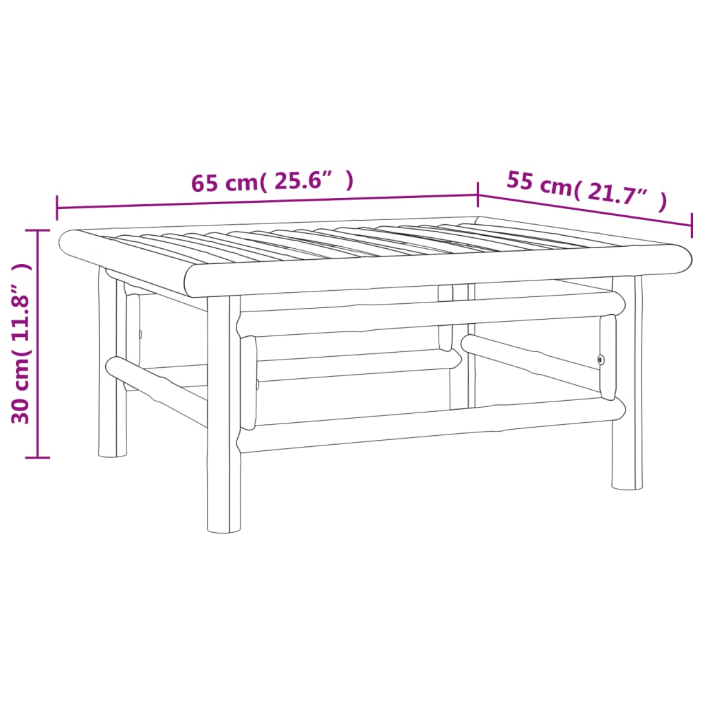 4-tlg. Garten-Lounge-Set mit Hellgrauen Kissen Bambus