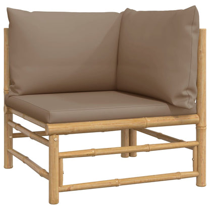 4-tlg. Garten-Lounge-Set mit Taupe Kissen Bambus