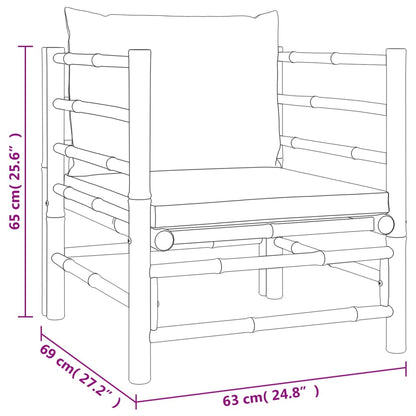 6-tlg. Garten-Lounge-Set mit Kissen Taupe Bambus