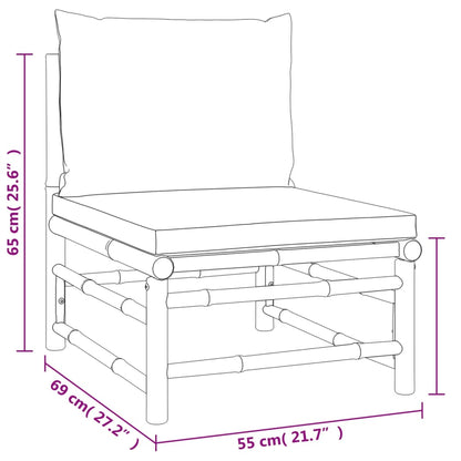 4-tlg. Garten-Lounge-Set mit Taupe Kissen Bambus