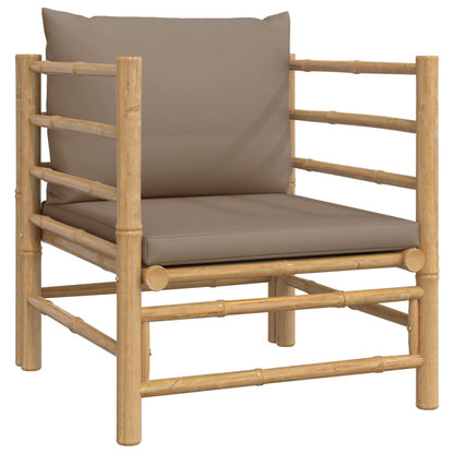 7-tlg. Garten-Lounge-Set mit Taupe Kissen Bambus