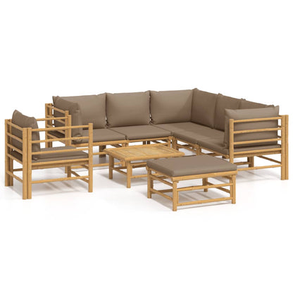 8-tlg. Garten-Lounge-Set mit Kissen Taupe Bambus