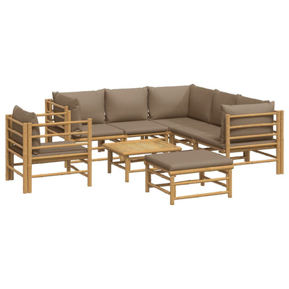 8-tlg. Garten-Lounge-Set mit Kissen Taupe Bambus