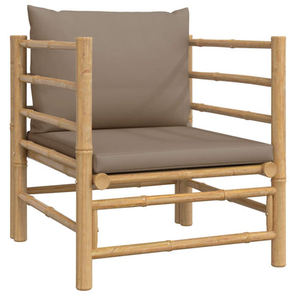 8-tlg. Garten-Lounge-Set mit Kissen Taupe Bambus