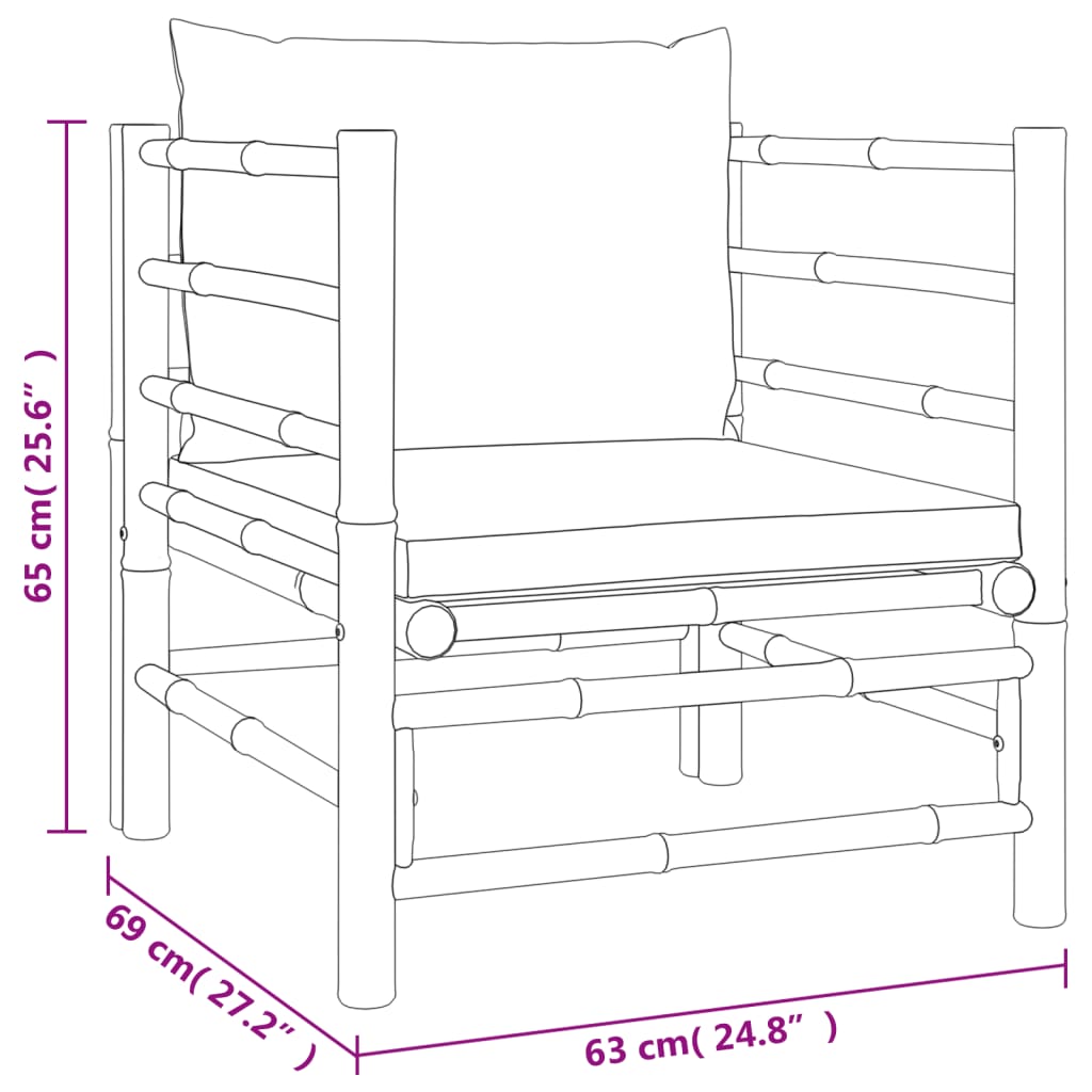 8-tlg. Garten-Lounge-Set mit Kissen Taupe Bambus