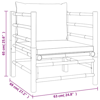 8-tlg. Garten-Lounge-Set mit Kissen Taupe Bambus