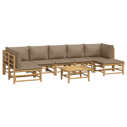 8-tlg. Garten-Lounge-Set mit Kissen Taupe Bambus