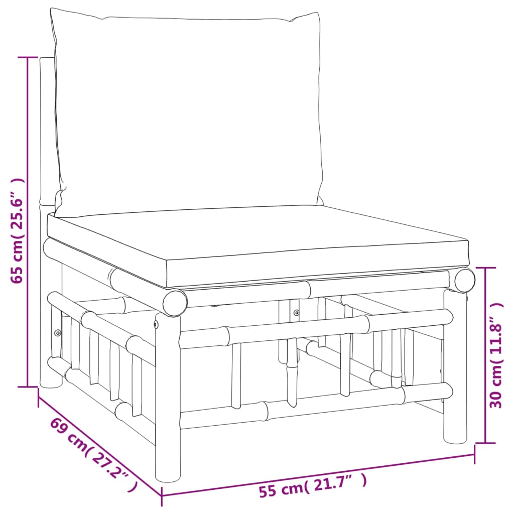 7-tlg. Garten-Lounge-Set mit Grünen Kissen Bambus