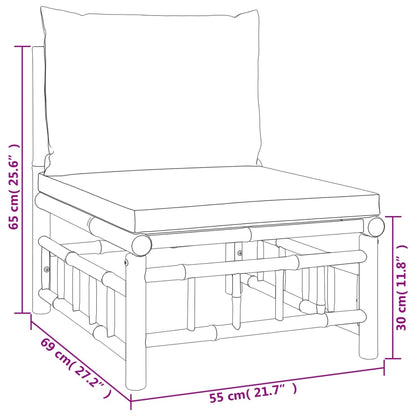 7-tlg. Garten-Lounge-Set mit Grünen Kissen Bambus