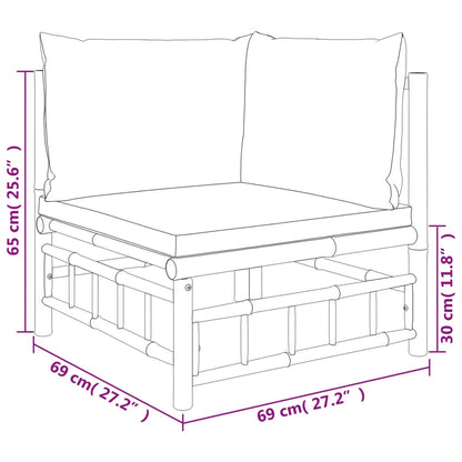 4-tlg. Garten-Lounge-Set mit Cremeweißen Kissen Bambus