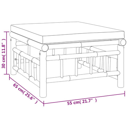 4-tlg. Garten-Lounge-Set mit Cremeweißen Kissen Bambus