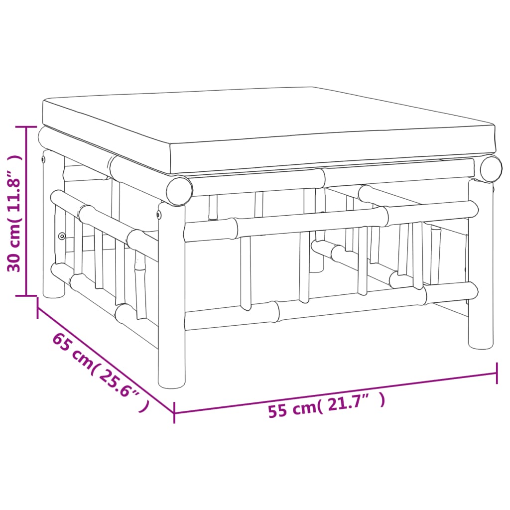 10-tlg. Garten-Lounge-Set mit Cremeweißen Kissen Bambus