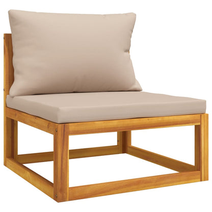 5-tlg. Garten-Lounge-Set mit Taupe Kissen Massivholz