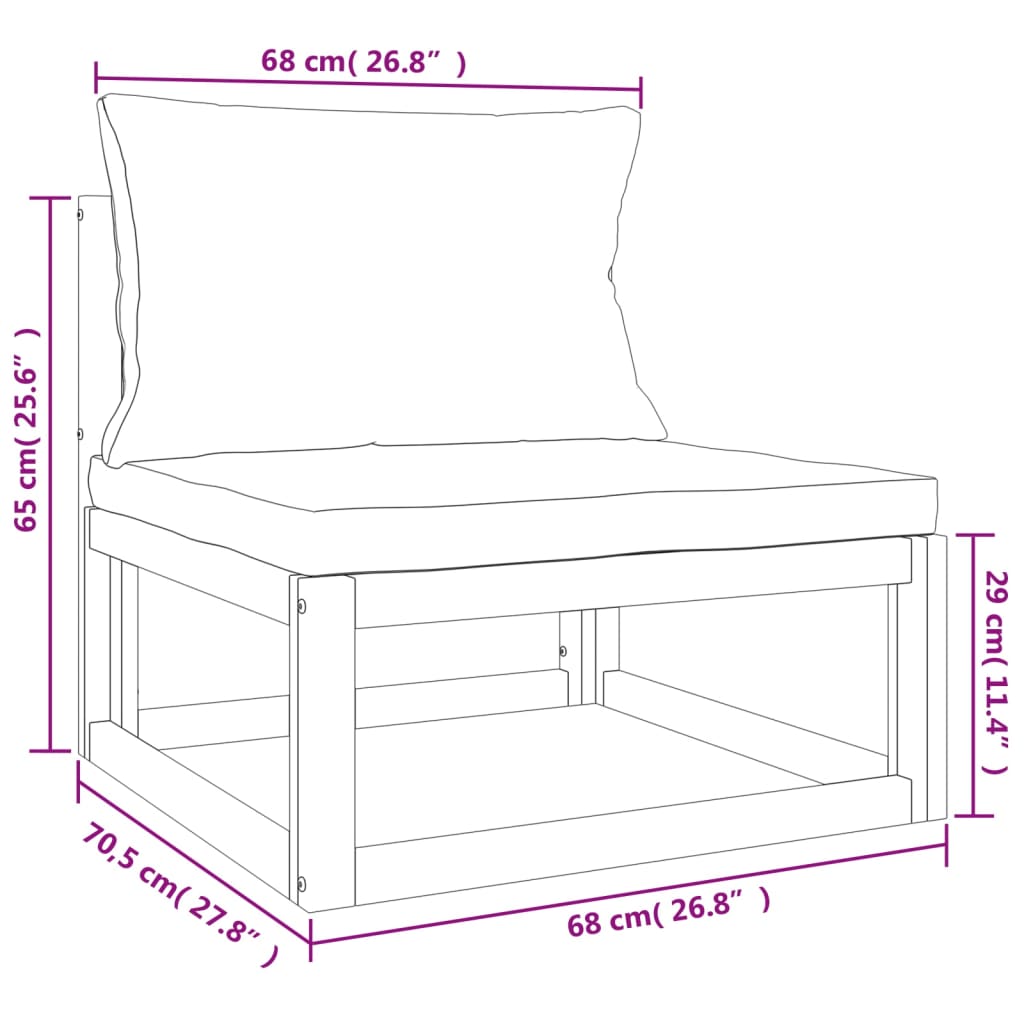 5-tlg. Garten-Lounge-Set mit Taupe Kissen Massivholz