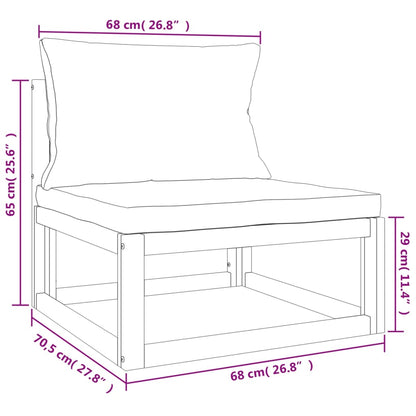 5-tlg. Garten-Lounge-Set mit Taupe Kissen Massivholz