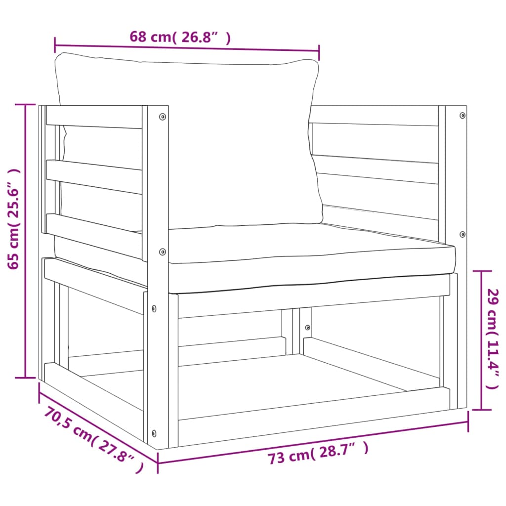 6-tlg. Garten-Lounge-Set mit Taupe Kissen Massivholz