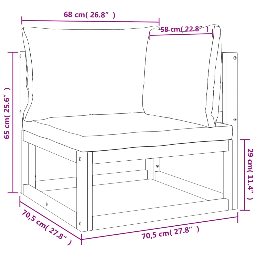 4-tlg. Garten-Lounge-Set mit Taupe Kissen Massivholz