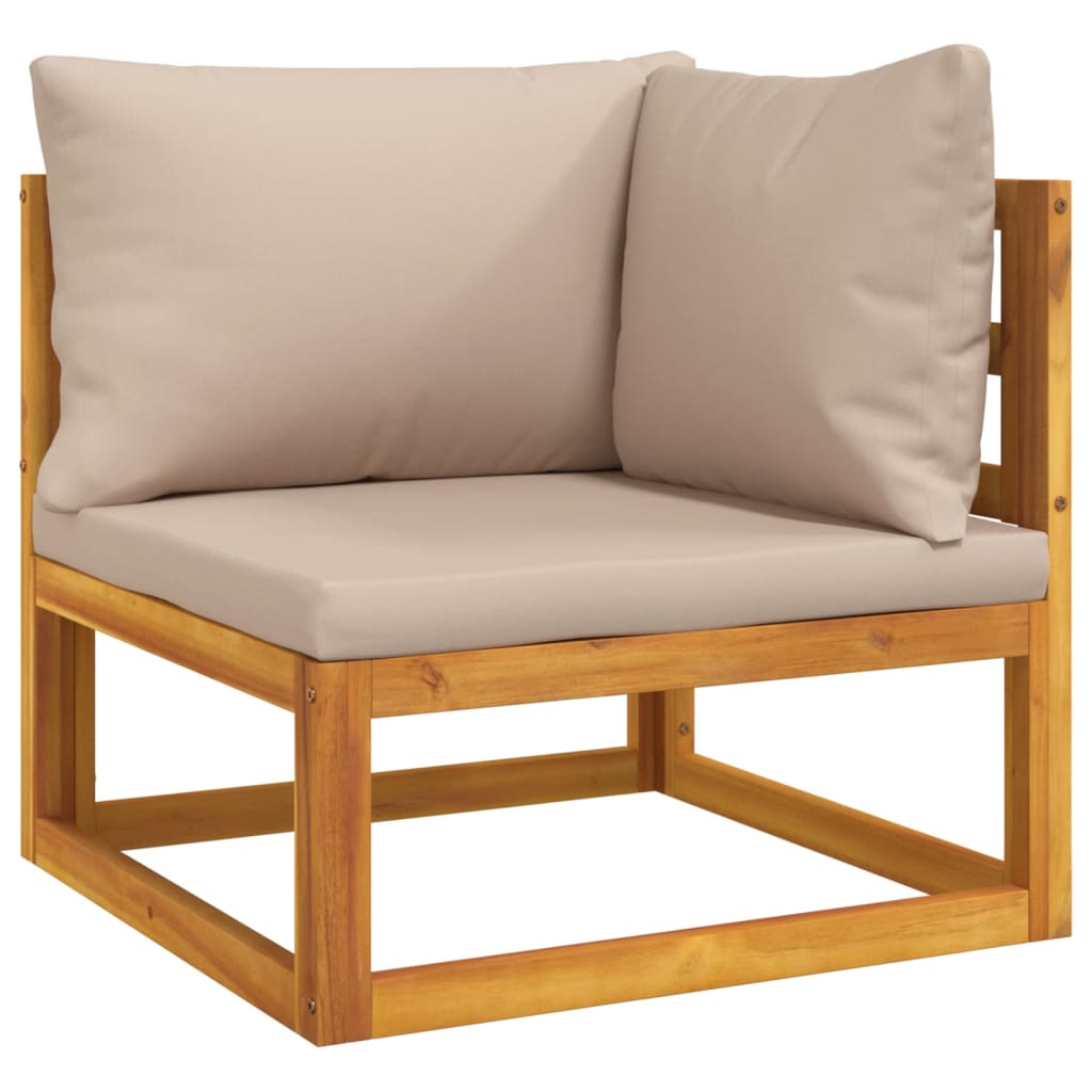 10-tlg. Garten-Lounge-Set mit Taupe Kissen Massivholz