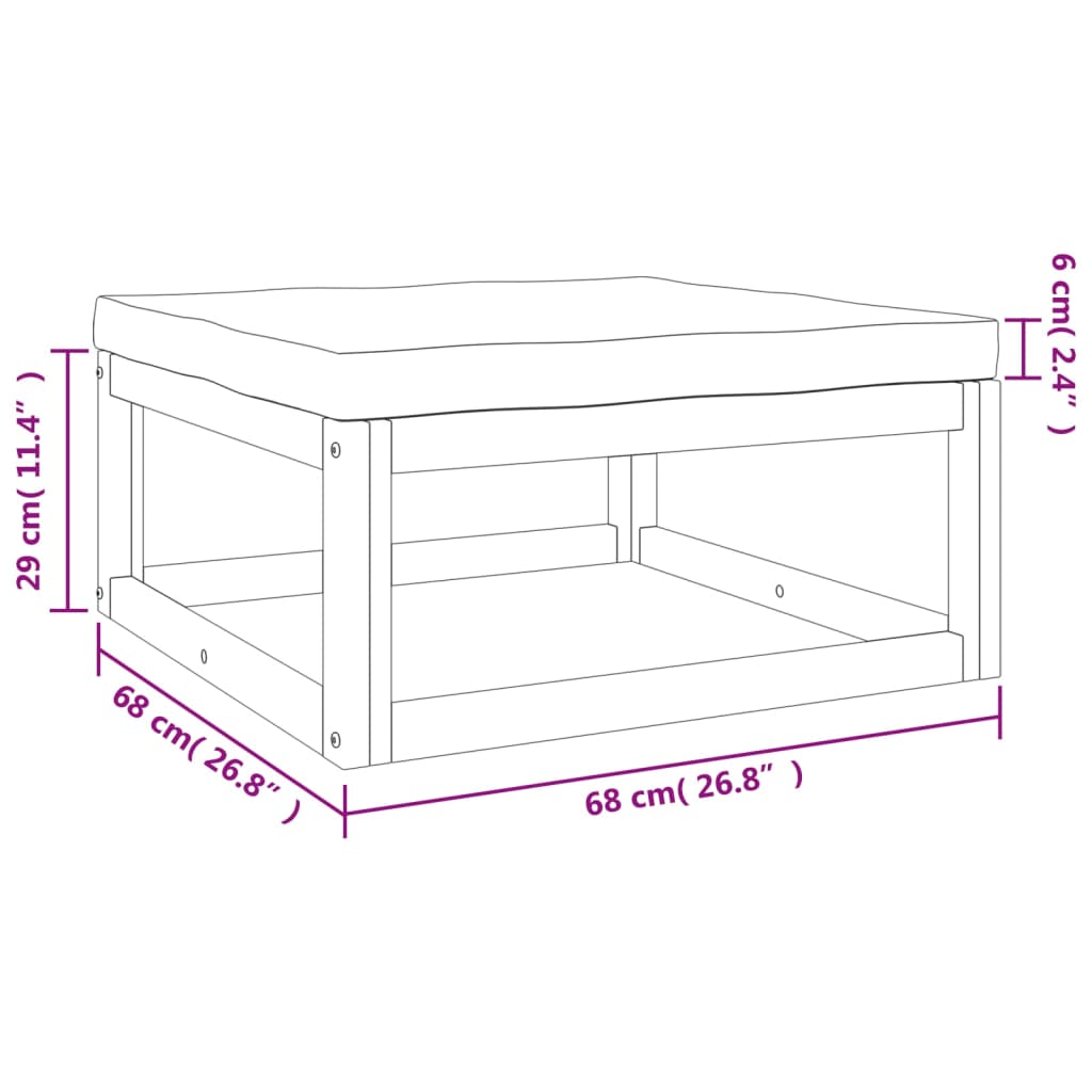 7-tlg. Garten-Lounge-Set mit Hellgrauen Kissen Massivholz