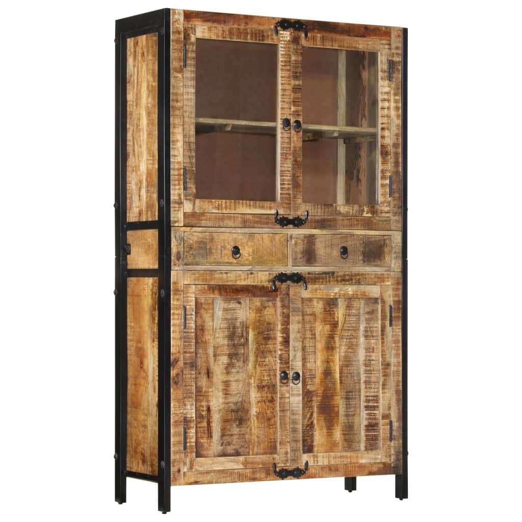 vidaXL Highboard 100x40x175 cm Massives Raues Mangoholz