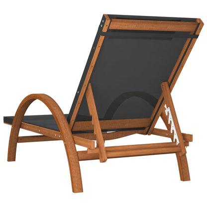 Sun lounger with cushion grey textilene and solid poplar wood