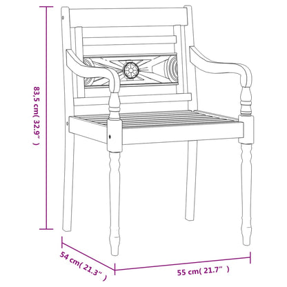 Batavia-Stühle 4 Stk. Weiß Massivholz Teak