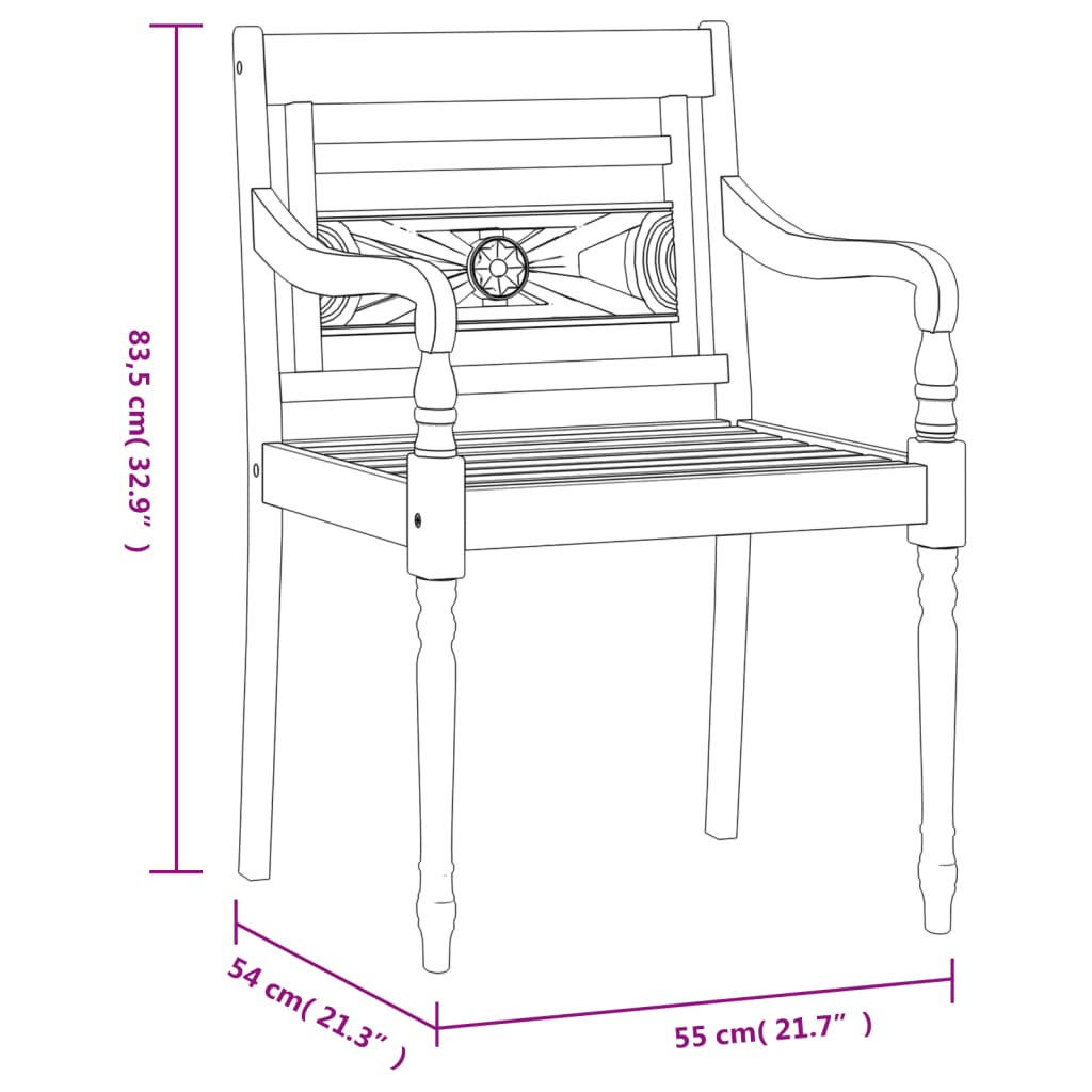 Batavia-Stühle 8 Stk. Weiß Massivholz Teak