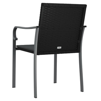 Gartenstühle mit Kissen 2 Stk. Schwarz 56x59x84 cm Poly Rattan