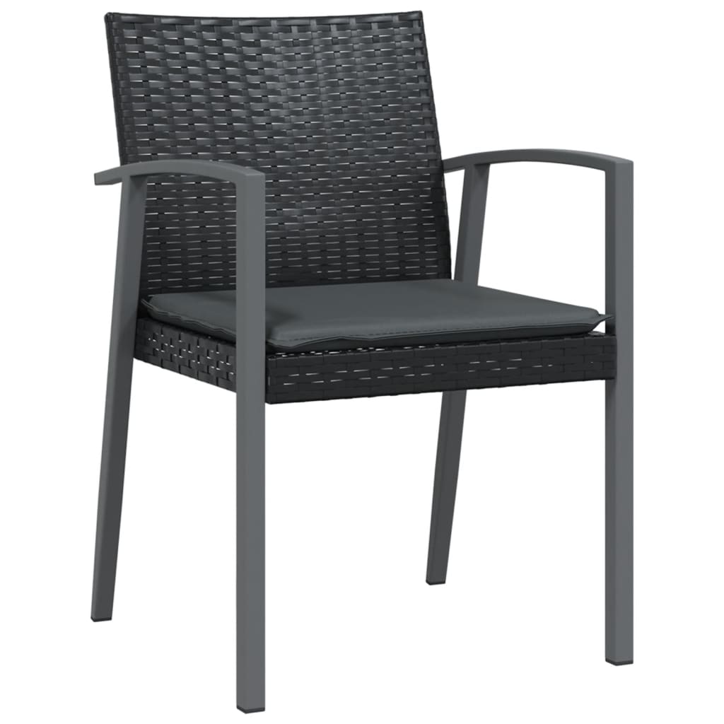 Gartenstühle mit Kissen 2 Stk. Schwarz 56,5x57x83cm Poly Rattan