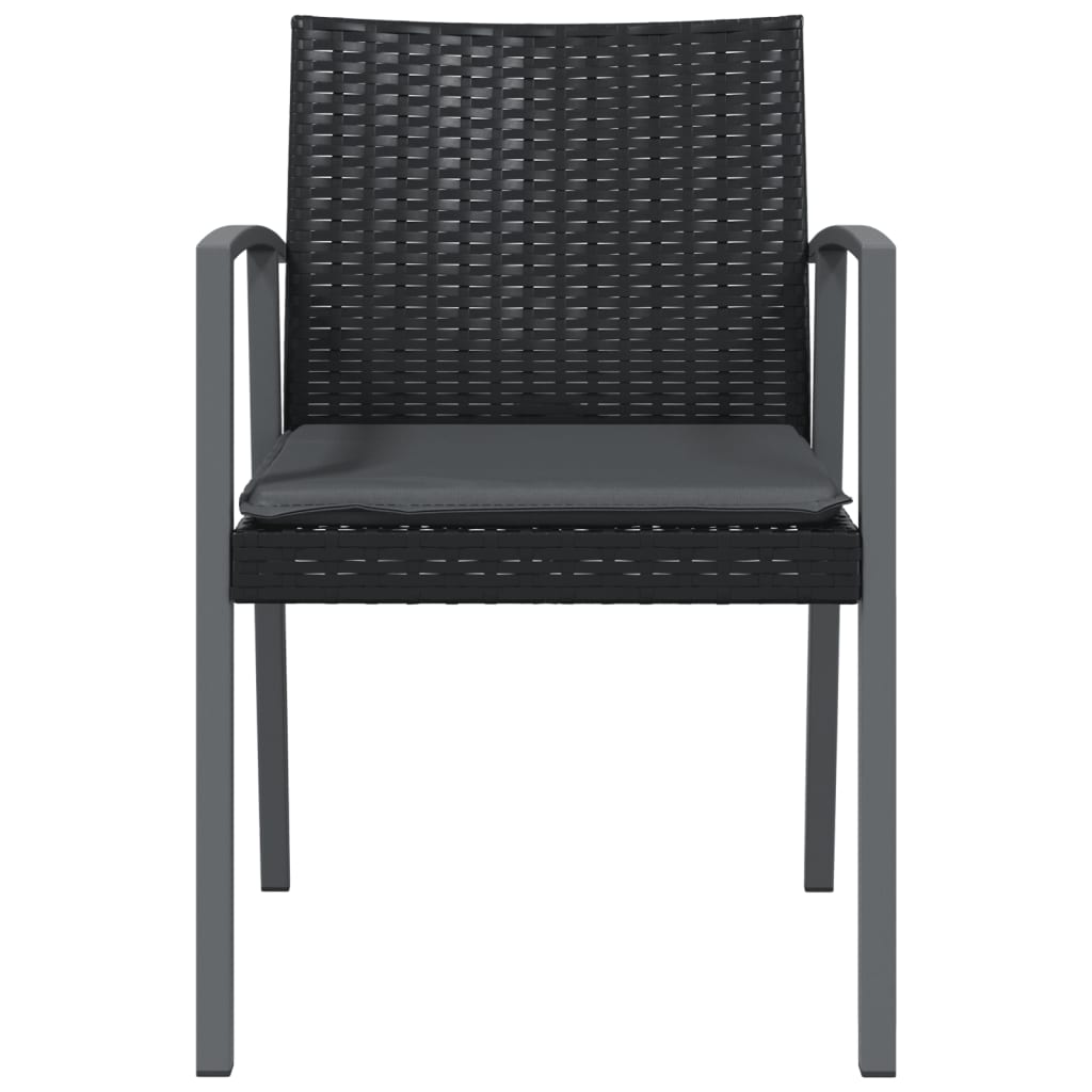 Gartenstühle mit Kissen 2 Stk. Schwarz 56,5x57x83cm Poly Rattan