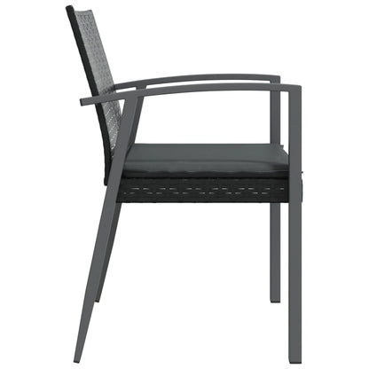 Gartenstühle mit Kissen 2 Stk. Schwarz 56,5x57x83cm Poly Rattan