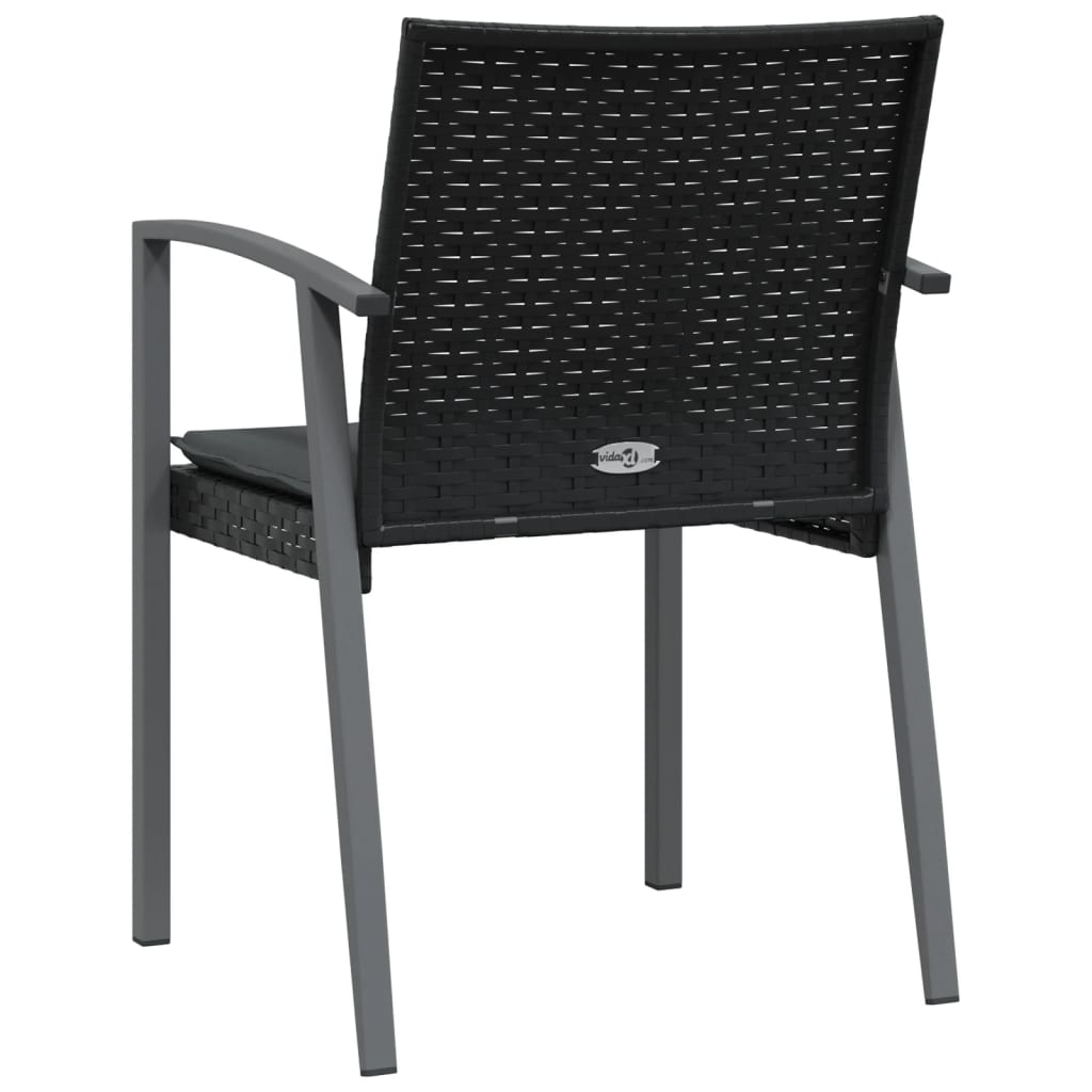 Gartenstühle mit Kissen 2 Stk. Schwarz 56,5x57x83cm Poly Rattan