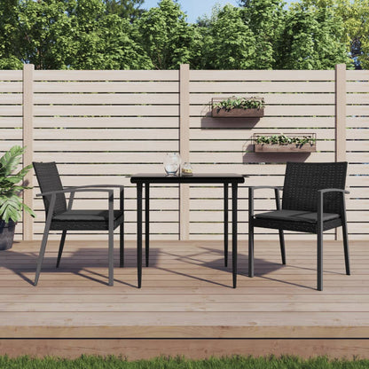 Gartenstühle mit Kissen 2 Stk. Schwarz 56,5x57x83cm Poly Rattan