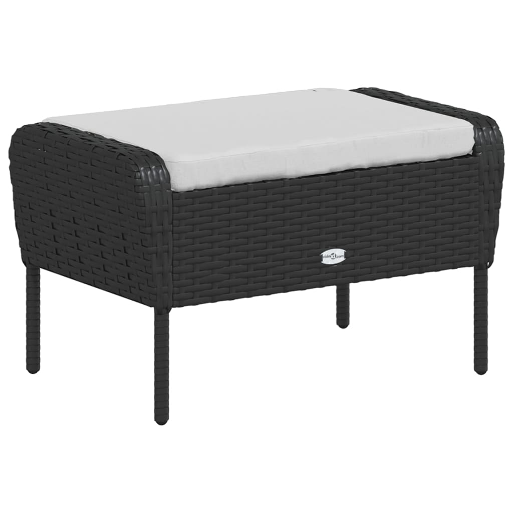 Gartenstuhl mit Fußhocker Schwarz Poly Rattan