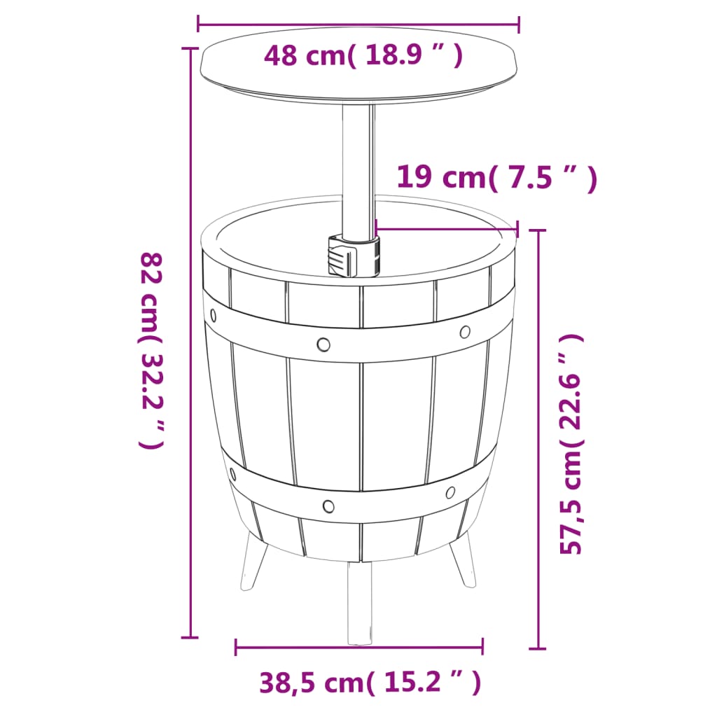 3-in-1 Tisch mit Eiskühler Hellbraun Polypropylen