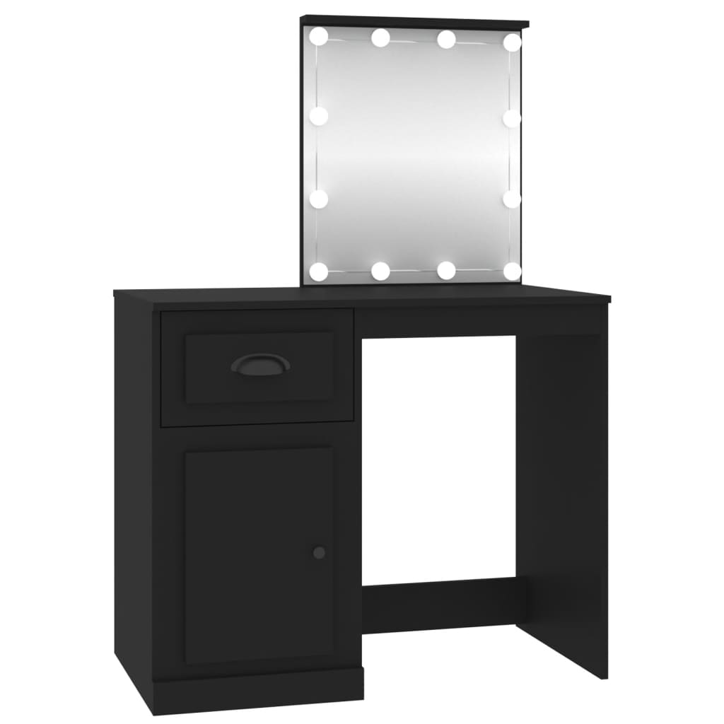 Schminktisch mit LED Schwarz 90x50x132,5 cm Holzwerkstoff