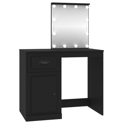 Schminktisch mit LED Schwarz 90x50x132,5 cm Holzwerkstoff