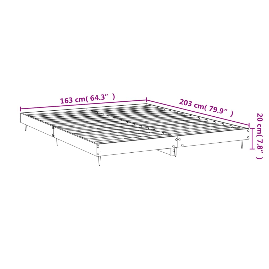 Bettgestell ohne Matratze Sonoma-Eiche 160x200 cm Holzwerkstoff