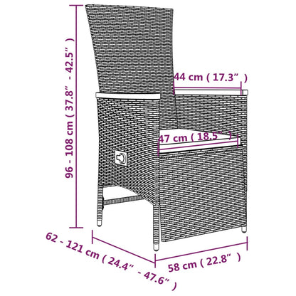 7-tlg. Garten-Essgruppe mit Kissen Grau Poly Rattan